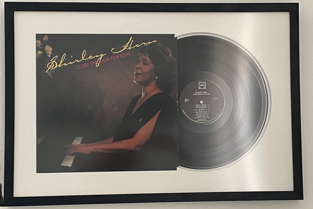 an lp from iconic jazz artist shirley horn, framed  